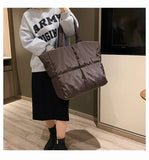 Green Nylon Tote Bag Winter Handbag Shoulder Bag