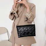 Lattice Pattern Chain Shoulder Underarm Bag PU Women Flap Handbags