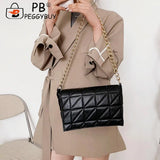 Lattice Pattern Chain Shoulder Underarm Bag PU Women Flap Handbags