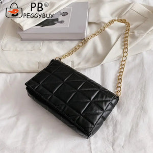 Lattice Pattern Chain Shoulder Underarm Bag PU Women Flap Handbags