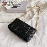 Lattice Pattern Chain Shoulder Underarm Bag PU Women Flap Handbags