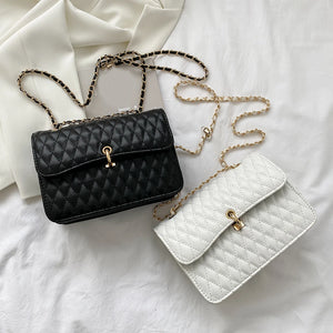 Lattice Pattern PU Shoulder Messenger Bag Women Chain Handbag