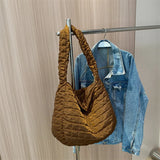 Lattice Pattern Shoulder Bag Cotton Handbag Women Large Capacity Tote Bags