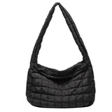 Quilted Shoulder Bag Lattice Pattern Women's Handbag Feather Padded Tote