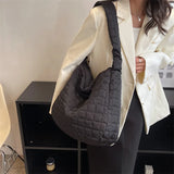 Lattice Pattern Shoulder Bag Cotton Handbag Women Large Capacity Tote Bags