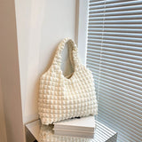 Lattice Pattern Shoulder Bag Space Cotton Handbag Women