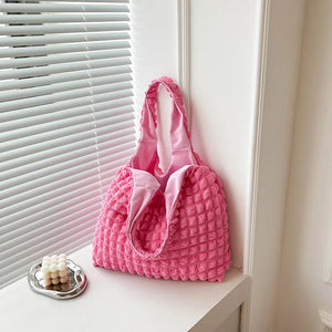 Lattice Pattern Shoulder Bag Space Cotton Handbag Women