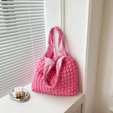 Lattice Pattern Shoulder Bag Space Cotton Handbag Women