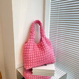 Lattice Pattern Shoulder Bag Space Cotton Handbag Women