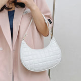 Lattice Pattern Shoulder Bags Soft PU Leather Casual Handbags
