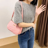 Lattice Pattern Shoulder Bags Soft PU Leather Casual Ladies Handbags