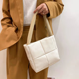 Quilted Lattice Pattern Handbag for Women, Underarm Nylon Bag