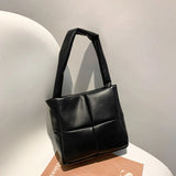 Quilted Lattice Pattern Handbag for Women, Underarm Nylon Bag