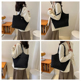 Vintage Lattice Pattern Women Handbag Shoulder Tote Female Bags