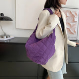 Lattice Pattern Women Shoulder Bag Winter Space Cotton Padded Handbag