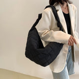 Lattice Pattern Women Shoulder Bag Winter Space Cotton Padded Handbag