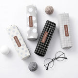 Cartoon Lattice Pencil Case High Capacity Bag