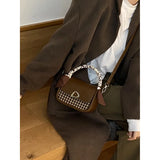 Lattice Tweed Small Square Bag Women's Ins Messenger Bag