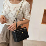 Lattice Square Box Crossbody Shoulder Bag PU Leather Women's Handbag
