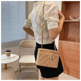 Lattice Square Box Crossbody Shoulder Bag PU Leather Women's Handbag