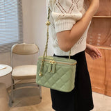 Lattice Square Box Crossbody Shoulder Bag PU Leather Women's Handbag