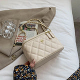 Lattice Square Box Crossbody Shoulder Bag PU Leather Women's Handbag