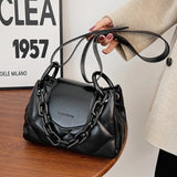 Winter Lattice Square Tote Bag PU Leather Women's Handbag