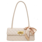 Summer PU Leather Women's Handbag Ribbon Bow Shoulder Bag
