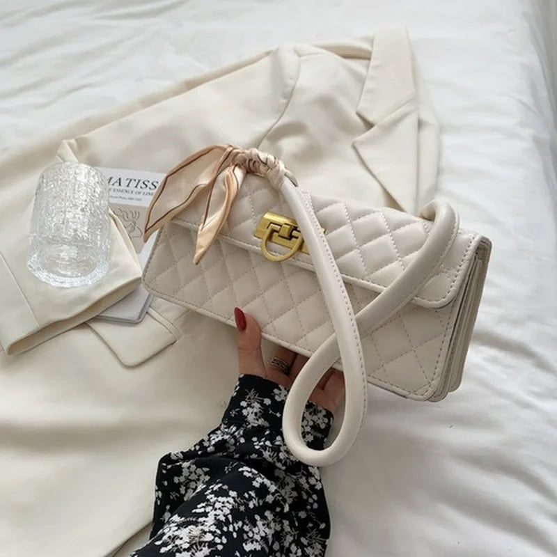 Summer PU Leather Women's Handbag Ribbon Bow Shoulder Bag