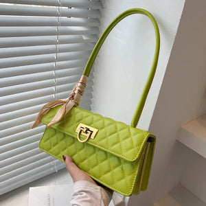 Summer PU Leather Women's Handbag Ribbon Bow Shoulder Bag