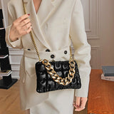 Lattice Thick Chain Small Square Bag Texture Shoulder Messenger Bag