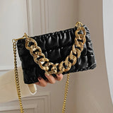 Lattice Thick Chain Small Square Bag Texture Shoulder Messenger Bag