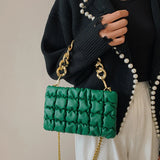 Lattice Thick Chain Small Square Bag Texture Shoulder Messenger Bag