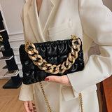 Lattice Thick Chain Small Square Bag Texture Shoulder Messenger Bag
