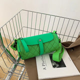 Lattice Tote Barrel Shaped Bag Summer Nylon Women's Handbag