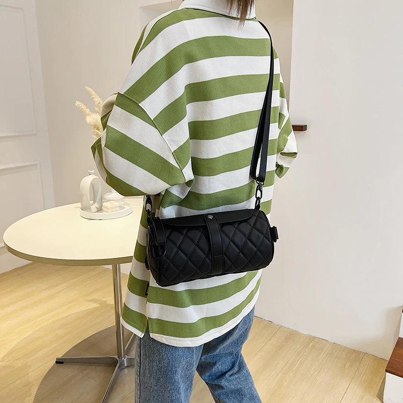Lattice Tote Barrel Shaped Bag Summer Nylon Women's Handbag