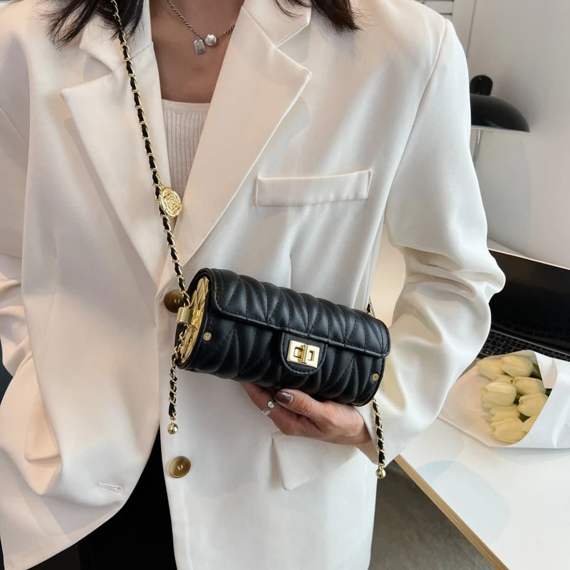Barrel Shaped PU Leather Tote Bag for Women