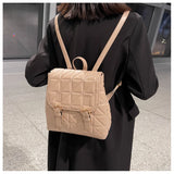 Lattice Women Backpack Bag PU Leather High Travel Rucksack