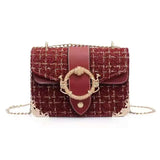 Lattice Wool Women Crossbody Bag Handbags Ladies Bags Retro Shoulder
