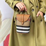 Vintage Texture Bucket Bag Lattice Phone Bag