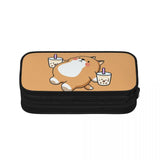 Lazy Shiba Boba Zipper Pen Bag Student School Anime Stationery Gift