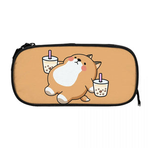 Lazy Shiba Boba Zipper Pen Bag Student School Anime Stationery Gift