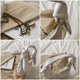 Pleated Handbag Metal Chain Shoulder Bag for Women