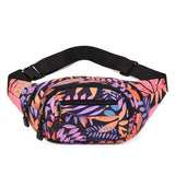 Leaf Pattern Canvas Crossbody Chest Bag Large Capacity Waist Bag