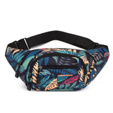 Leaf Pattern Canvas Crossbody Chest Bag Large Capacity Waist Bag