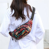 Leaf Pattern Canvas Crossbody Chest Bag Large Capacity Waist Bag