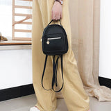 Mini PU Leather Backpack College Messenger Bag Convertible Shoulder Bag