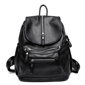 Leather Backpack Women High Shoulder Bag School Backpacks for Teens Girls