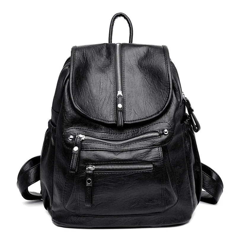 Leather Backpack Women High Shoulder Bag School Backpacks for Teens Girls