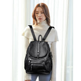 Leather Backpack Women High Shoulder Bag School Backpacks for Teens Girls